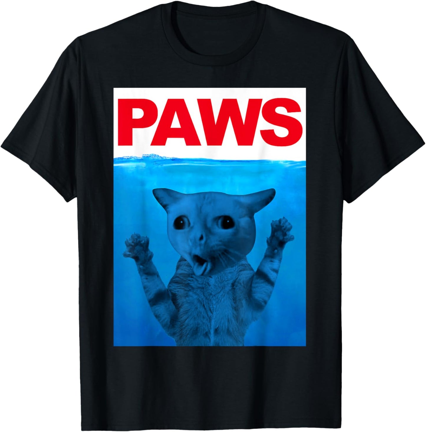 Paws Cat Meme Humor Funny Kitty Lover Funny Cats Dads Mom T-Shirt - T-Shirt | Black