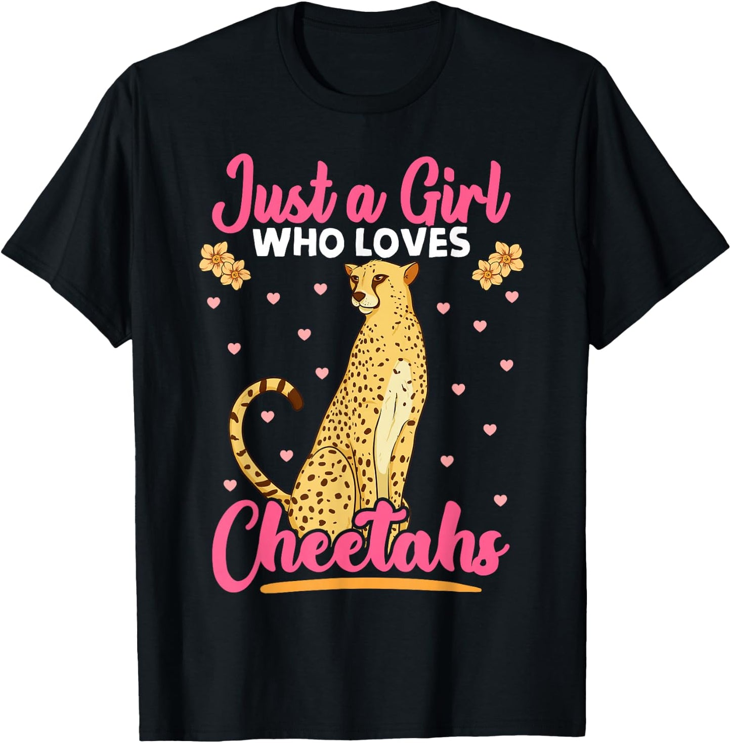 Just A Girl Who Loves Cheetahs African Savanna Zookeeper T-Shirt - T-Shirt | Black