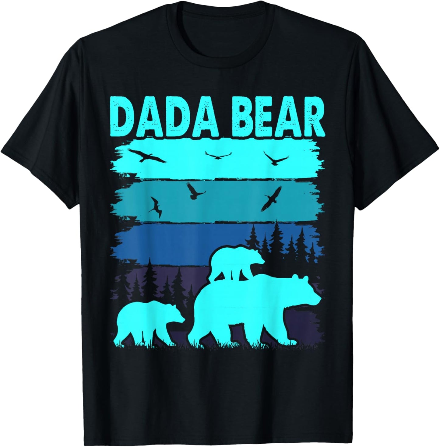 Dada Bear 2 Cubs Daddy of Twin Family Matching Father's Day T-Shirt - T-Shirt | Black