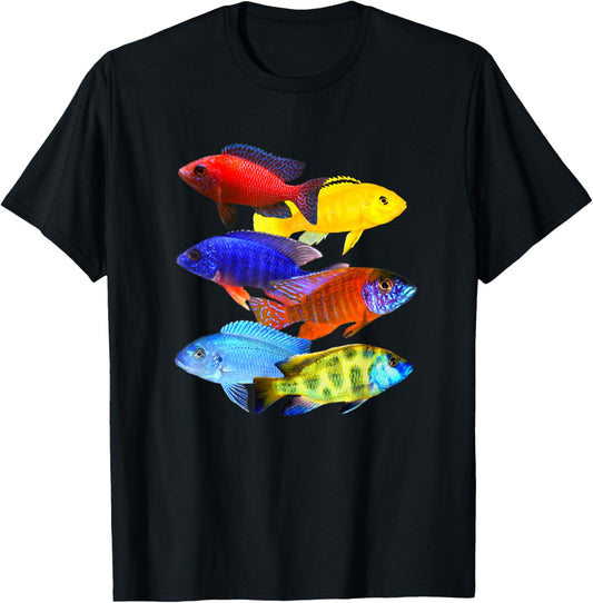 African Cichlids Peacock Haps Mbuna Cichlid Breeders Design T-Shirt - T-Shirt | Black
