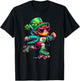 Roller Skating Leprechaun Kids St Patricks Day T-Shirt - T-Shirt | Black