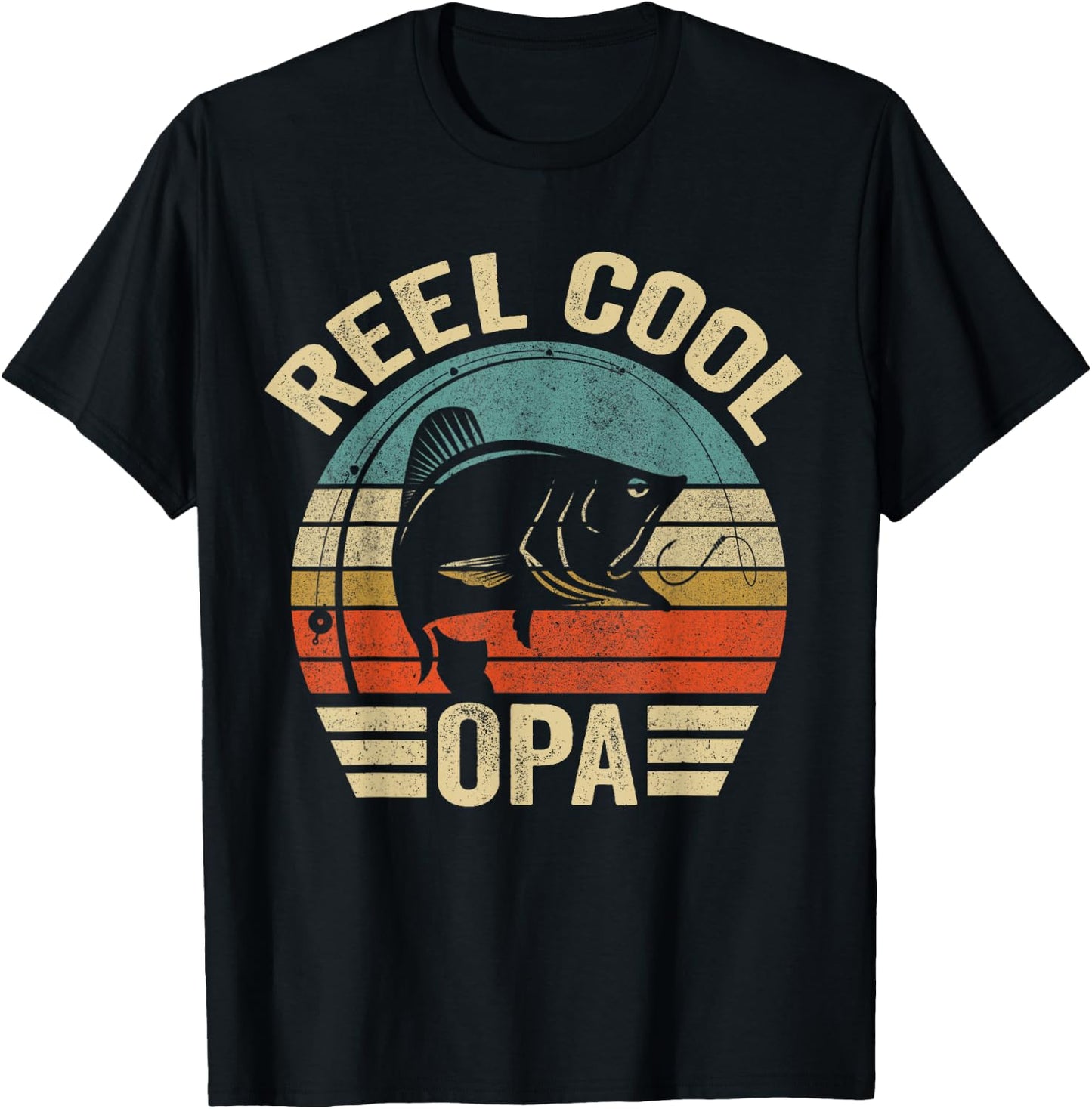 Reel Cool Opa Shirt Opa Fishing Shirt Fathers Day T-Shirt - T-Shirt | Black