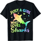 Just a Girl Who Loves Sharks Cute Shark Lover Girls T-Shirt - T-Shirt | Black