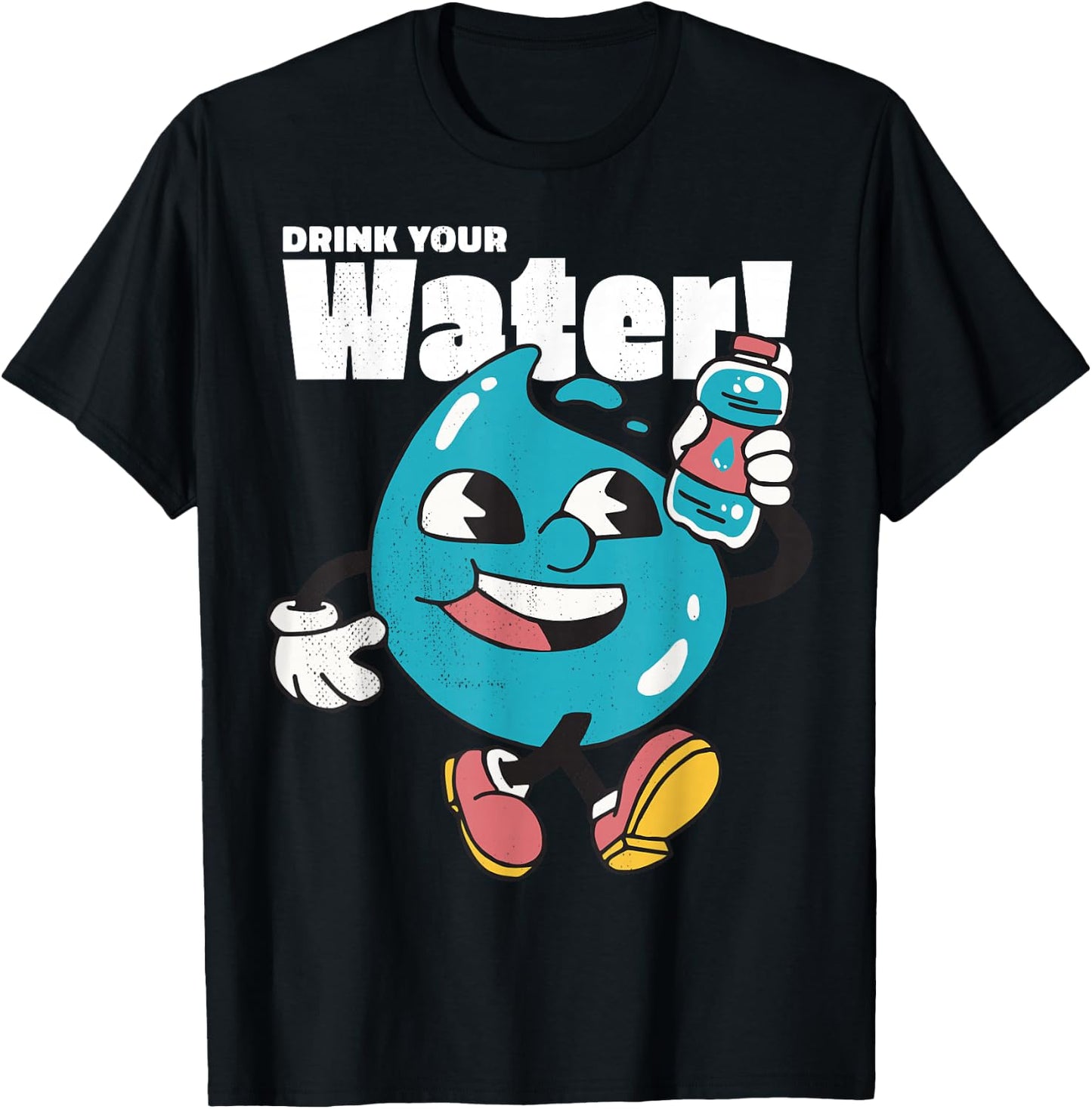 Water drops. Drink your water. Avoid dehydration. T-Shirt - T-Shirt | Black