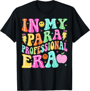 Groovy In My Paraprofessional Era Back To School Para T-Shirt - T-Shirt | Black