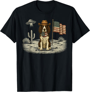 Springer Spaniel 4th of July US American Flag Dog Patriotic Men Women Kids T-Shirt - T-Shirt | Black