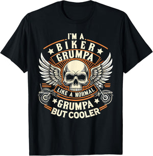 Biker Grumpa Like Normal Grumpa Cooler, Motorcycle Grandpa T-Shirt - T-Shirt | Black