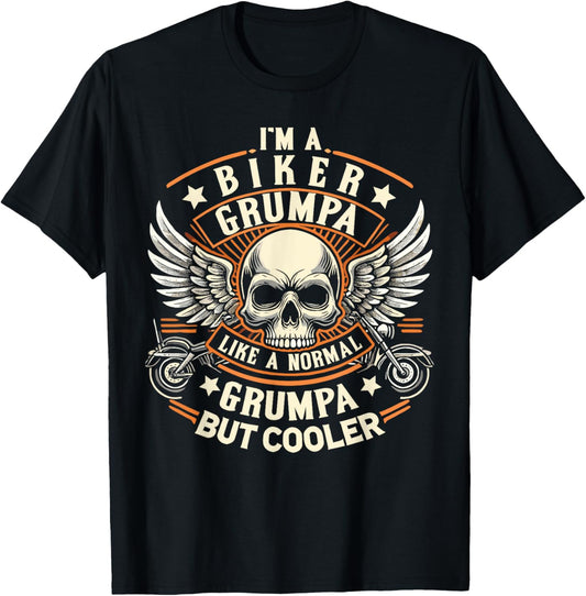 Biker Grumpa Like Normal Grumpa Cooler, Motorcycle Grandpa T-Shirt - T-Shirt | Black