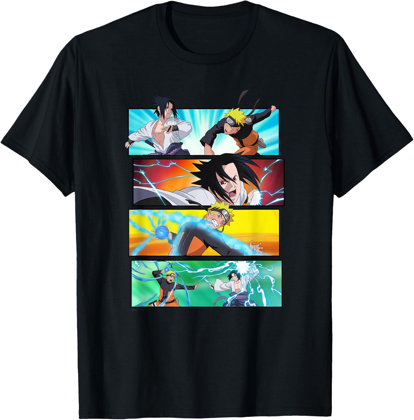 Naruto Shippuden Naruto vs Sasuke T-Shirt - T-Shirt | Black
