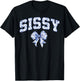 Sissy Coquette Toile Blue Bow Floral Family Matching T-Shirt - T-Shirt | Black