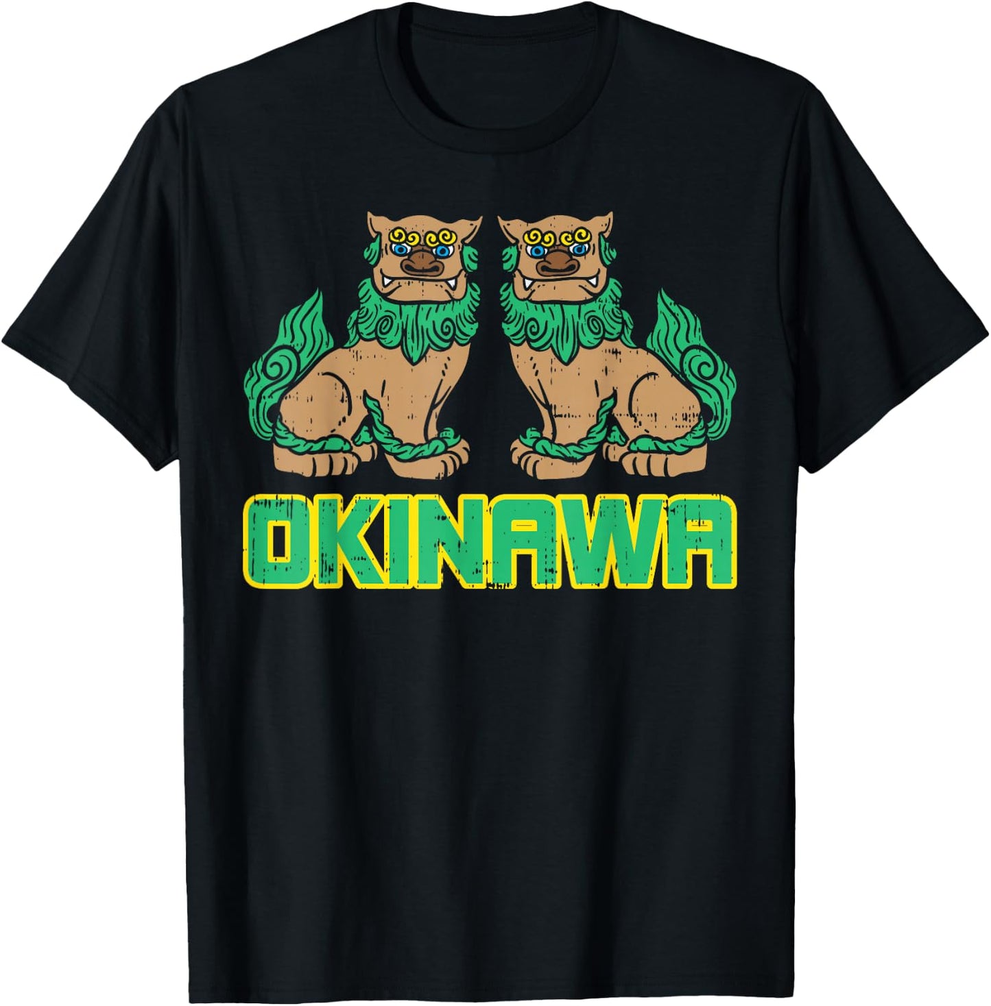 Okinawa Guardian Lion Shisa Japan Japanese Martial Arts Gift T-Shirt - T-Shirt | Black