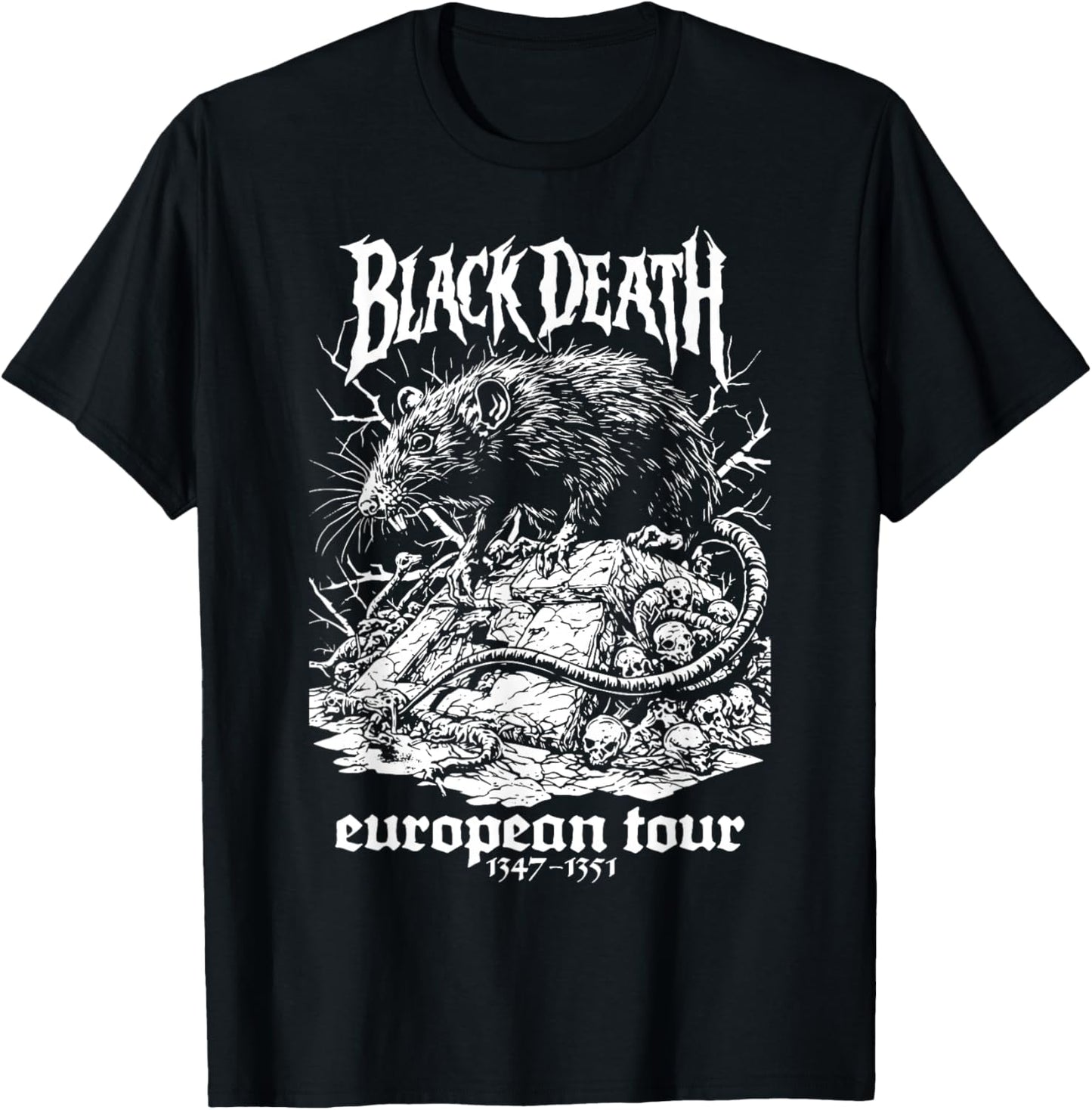 Black Death European Tour Plague Rat Medieval History Goth T-Shirt - T-Shirt | Black