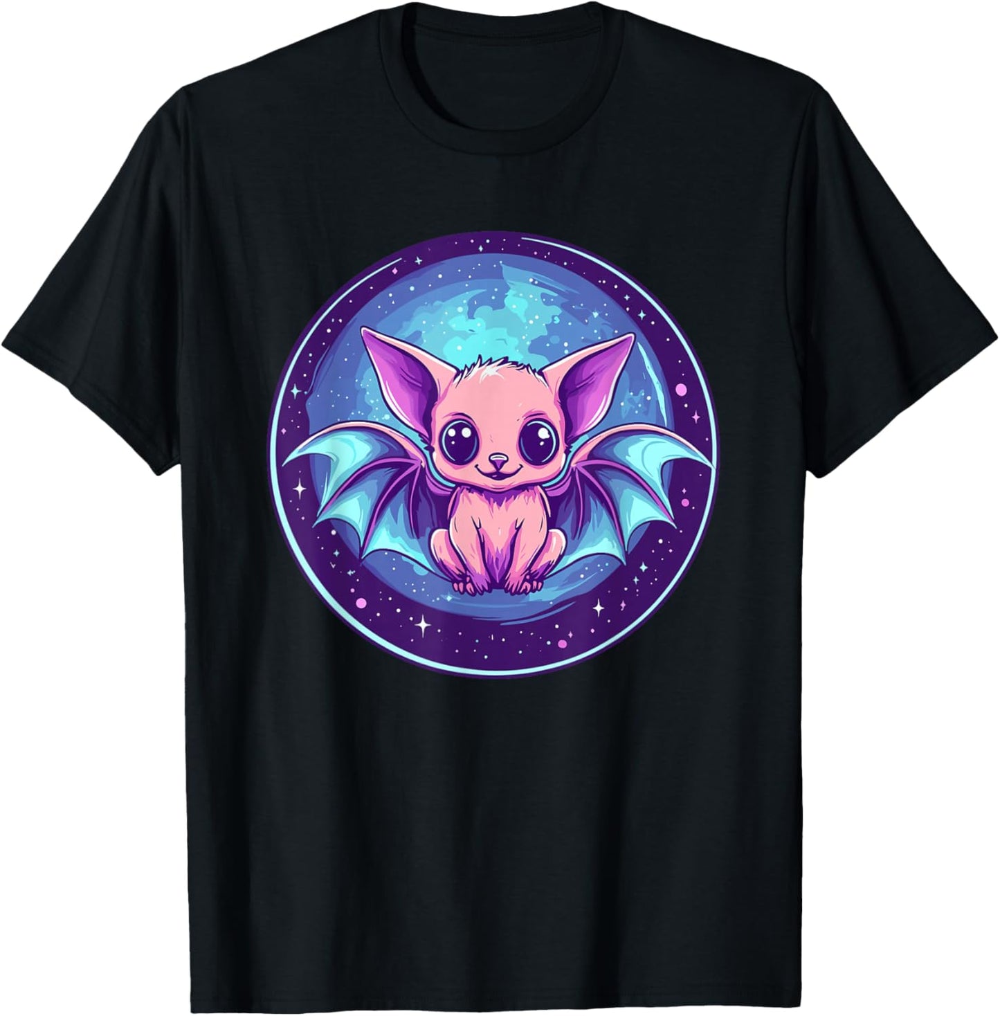 Cute Cosmic Bat Fantasy Animal Creature T-Shirt - T-Shirt | Black