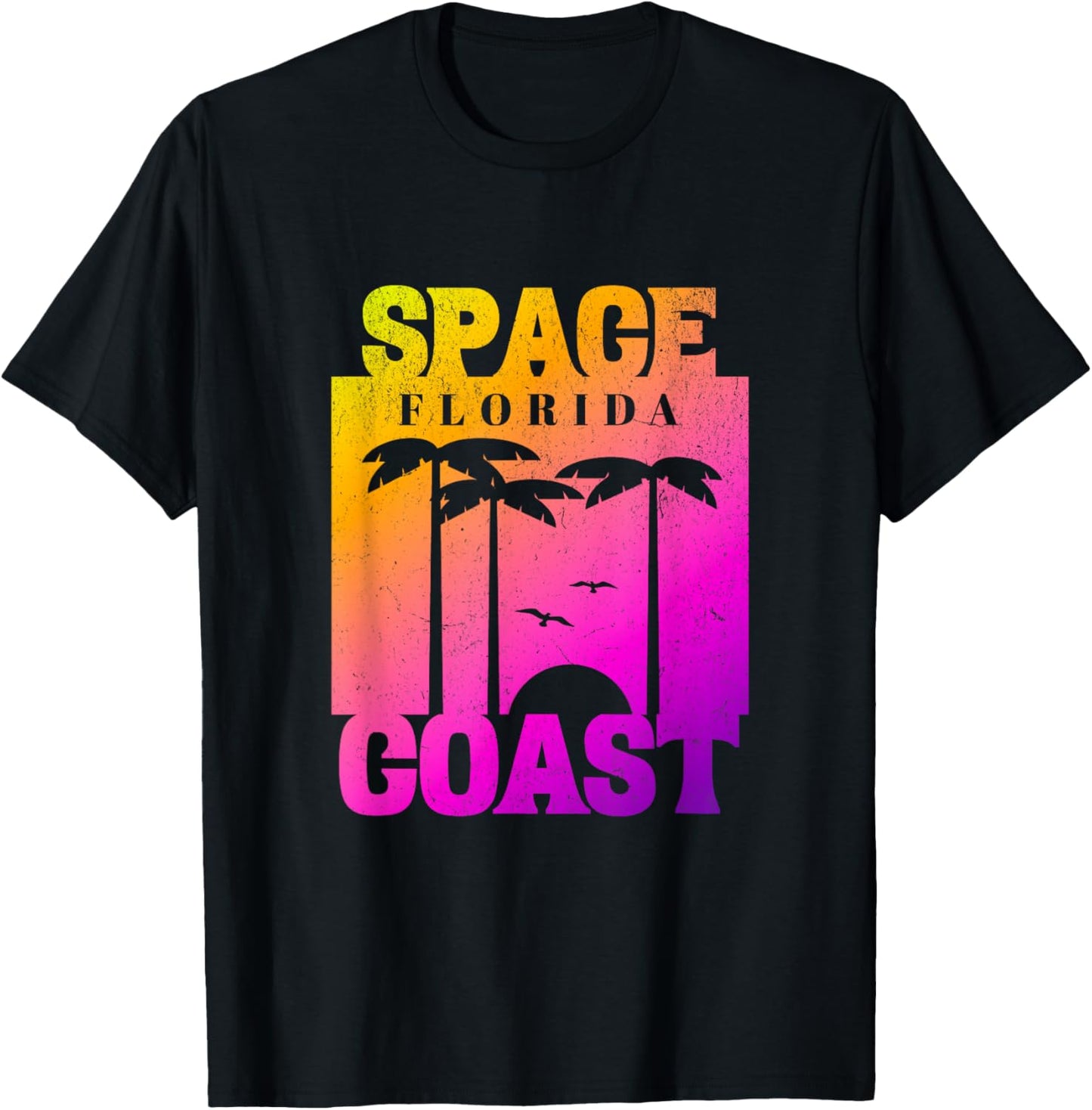 Space Coast Beach Florida, Cool Retro 80s Simple Graphic Women T-Shirt - T-Shirt | Black