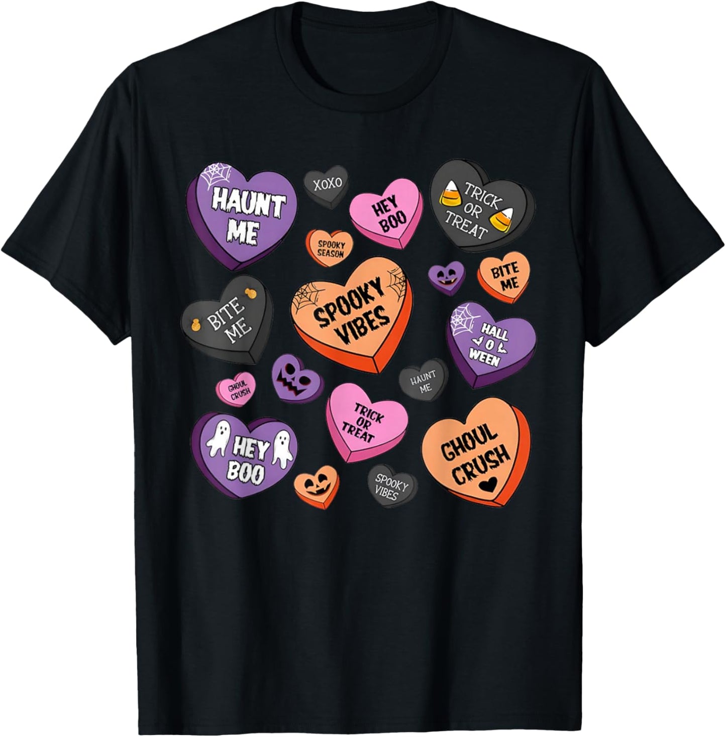 Horror Spooky Candy Heart Valentines Day Lover Halloween T-Shirt - T-Shirt | Black