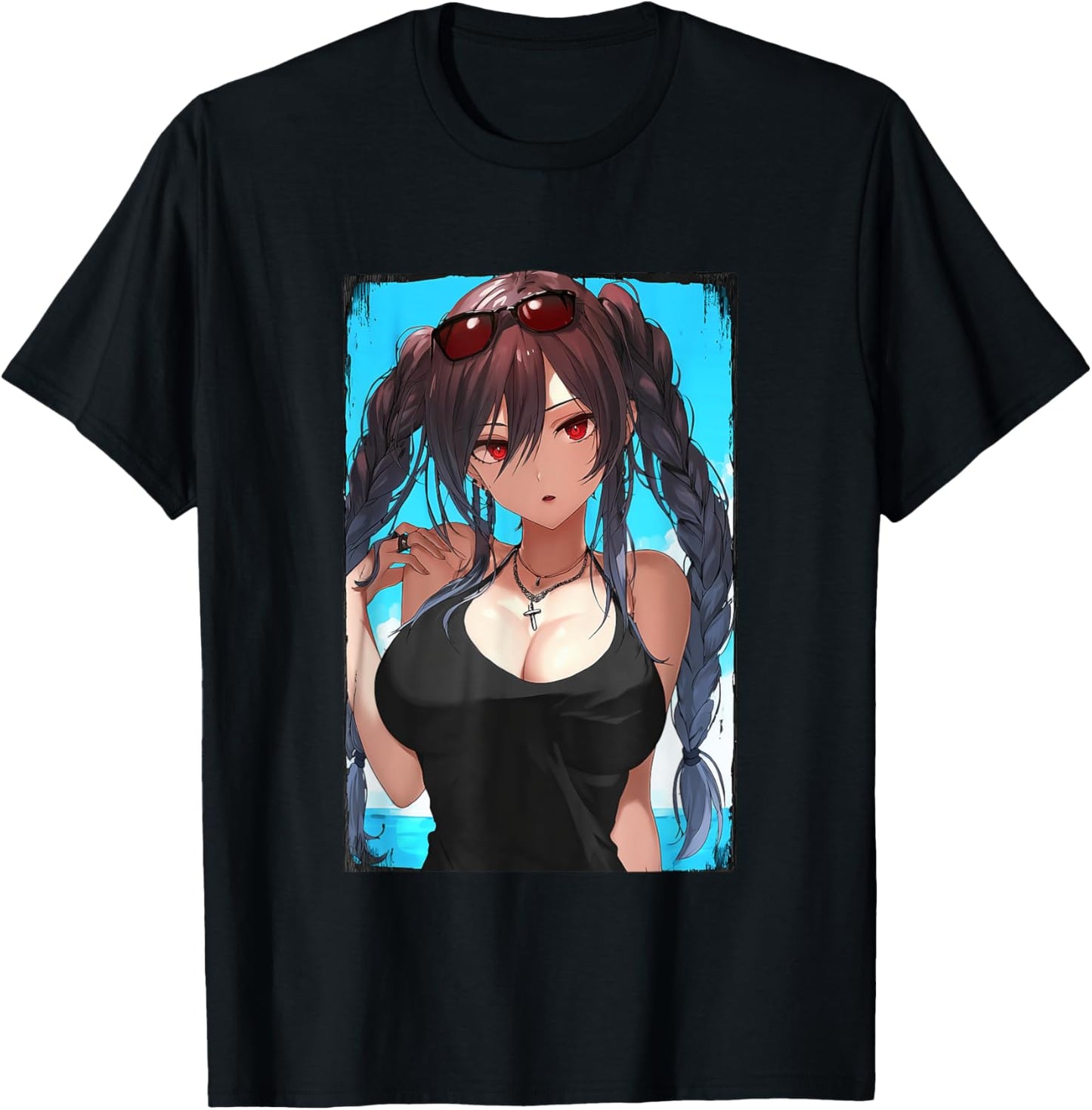 Goth Anime Waifu - Sexy Beach Anime Girl T-Shirt - T-Shirt | Black