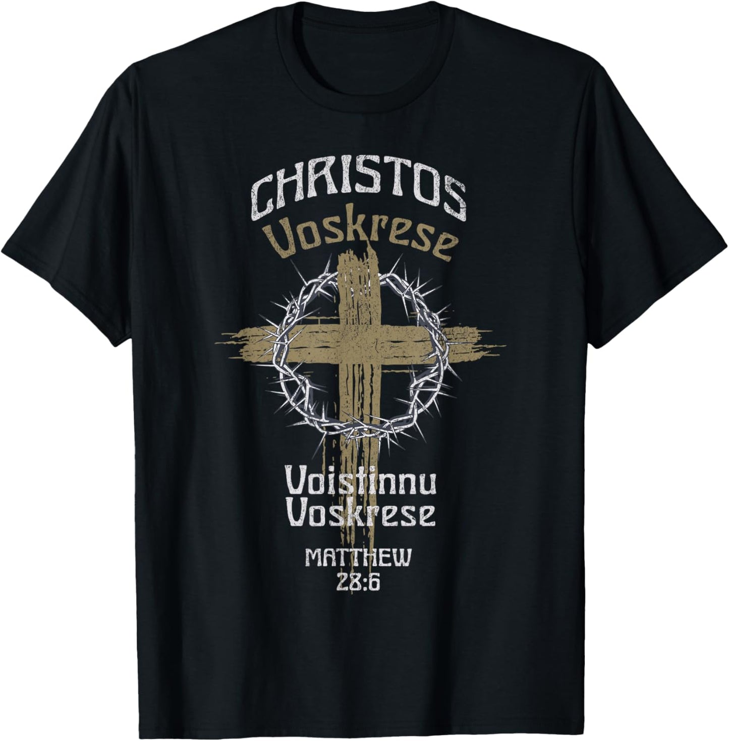 Christos Voskrese. Voistinnu Voskrese Matthew 28:6 T-Shirt - T-Shirt | Black