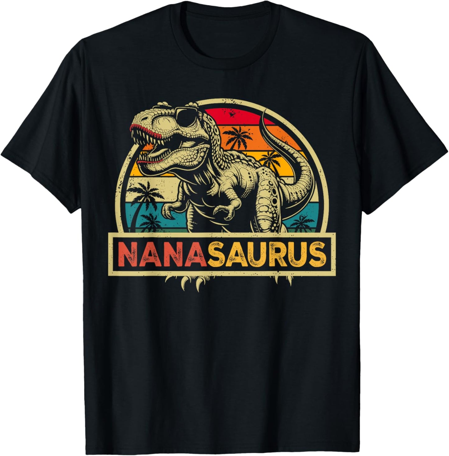 Nanasaurus T Rex Dinosaur Nana Saurus Family Matching T-Shirt - T-Shirt | Black
