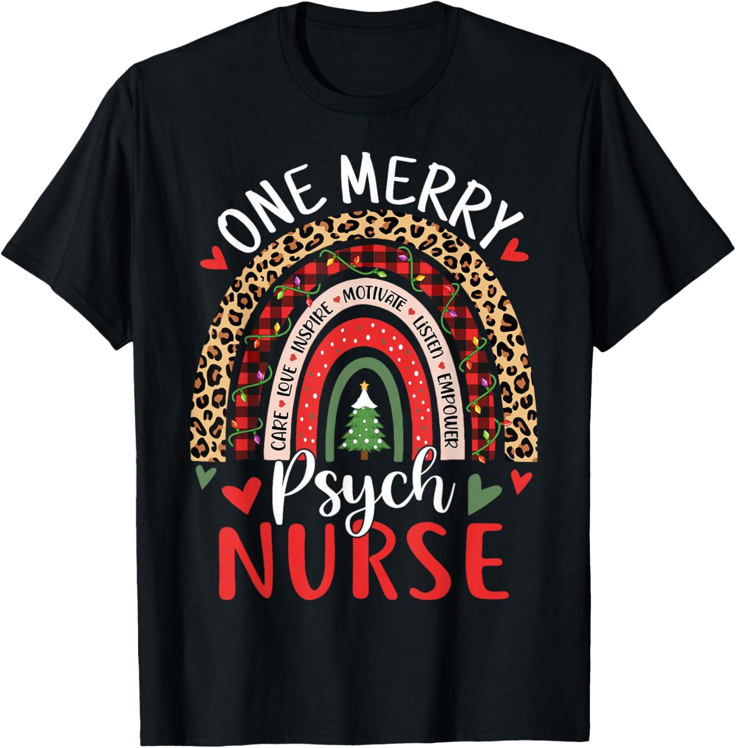 Psych Nurse Funny Rainbow Christmas Mental Health Nurse T-Shirt - T-Shirt | Black