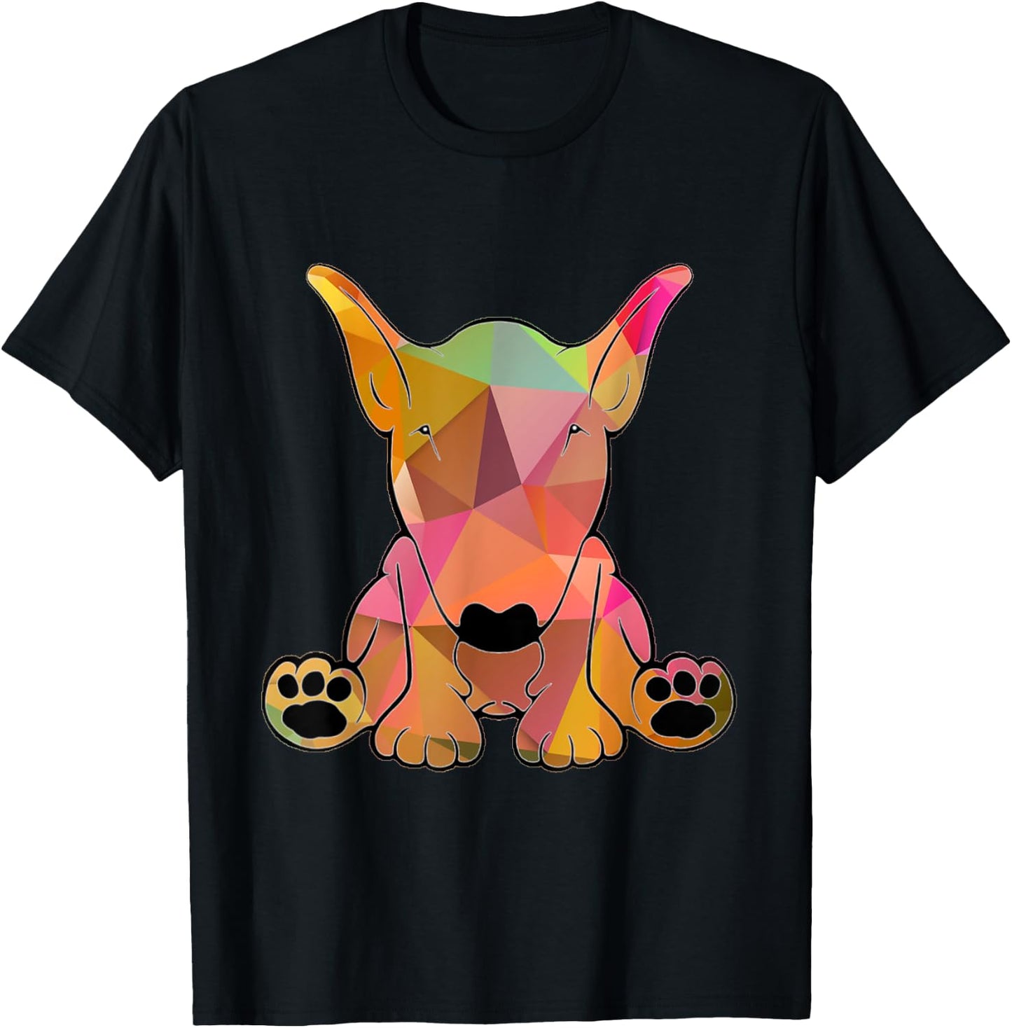 English Bull Terrier Dog with Geometric Pattern T-Shirt - T-Shirt | Black