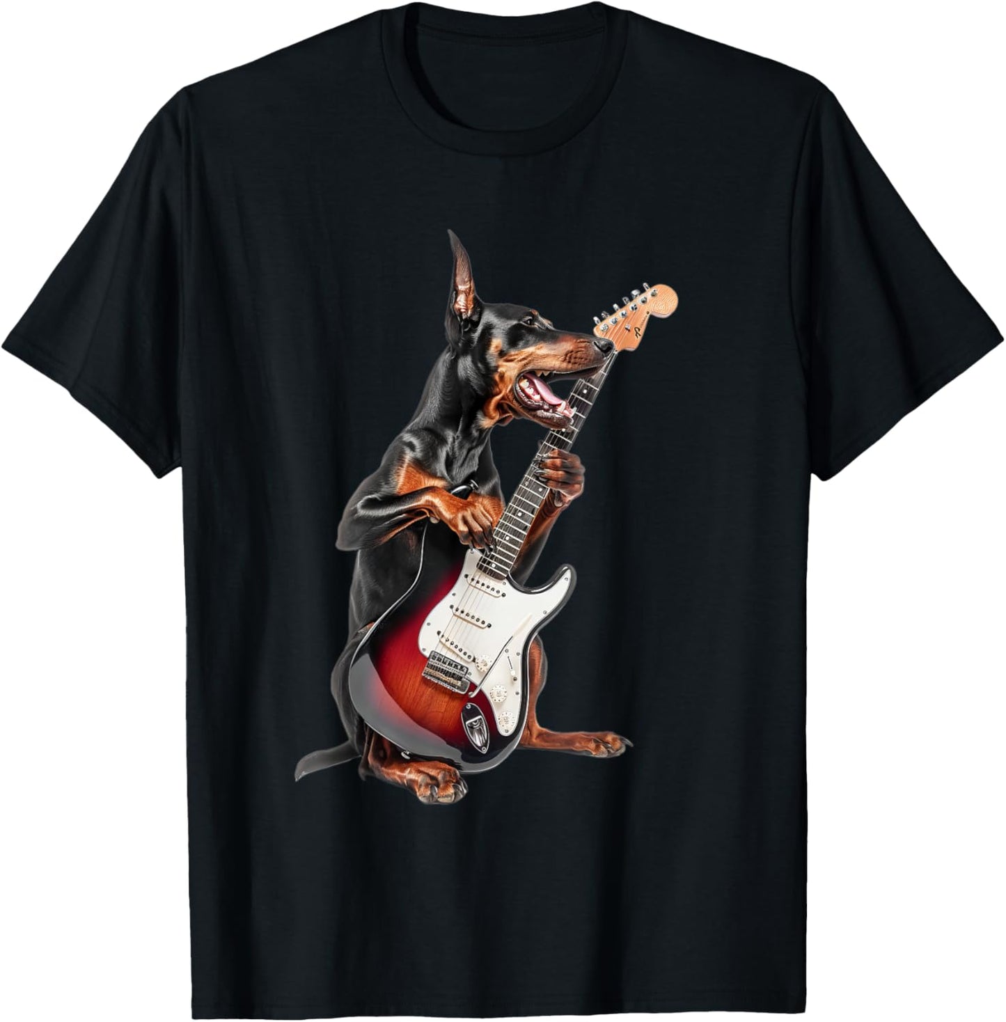 Doberman Pinscher Guitar T-Shirt - T-Shirt | Black