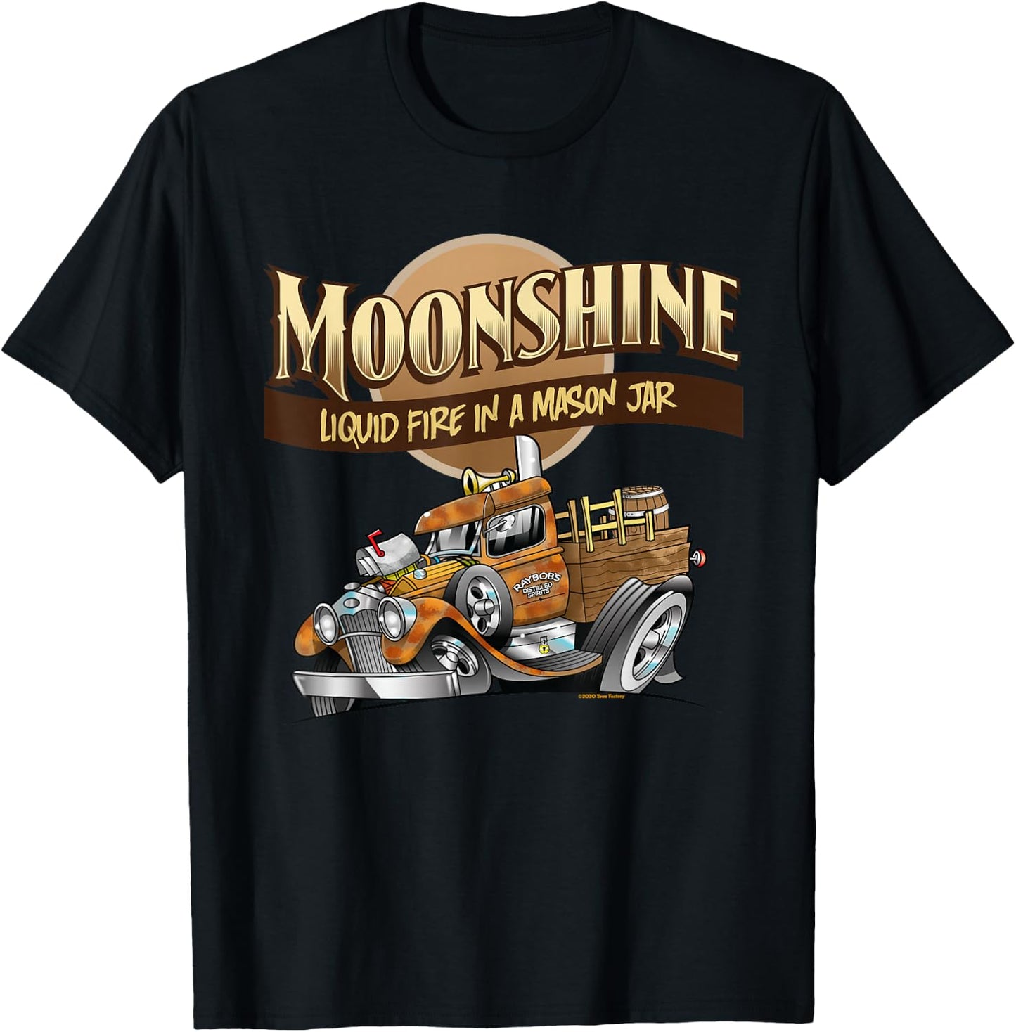 Moonshine Liquid Fire In A Mason Jar Funny Homebrew T-Shirt - T-Shirt | Black
