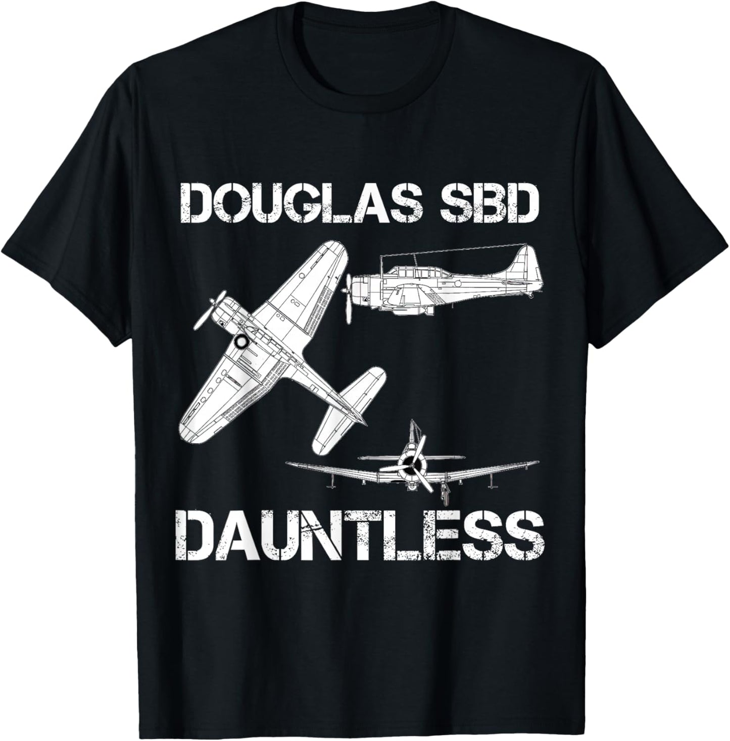 Douglas SBD Dauntless Naval Bomber Aircraft WW2 Airplane T-Shirt - T-Shirt | Black