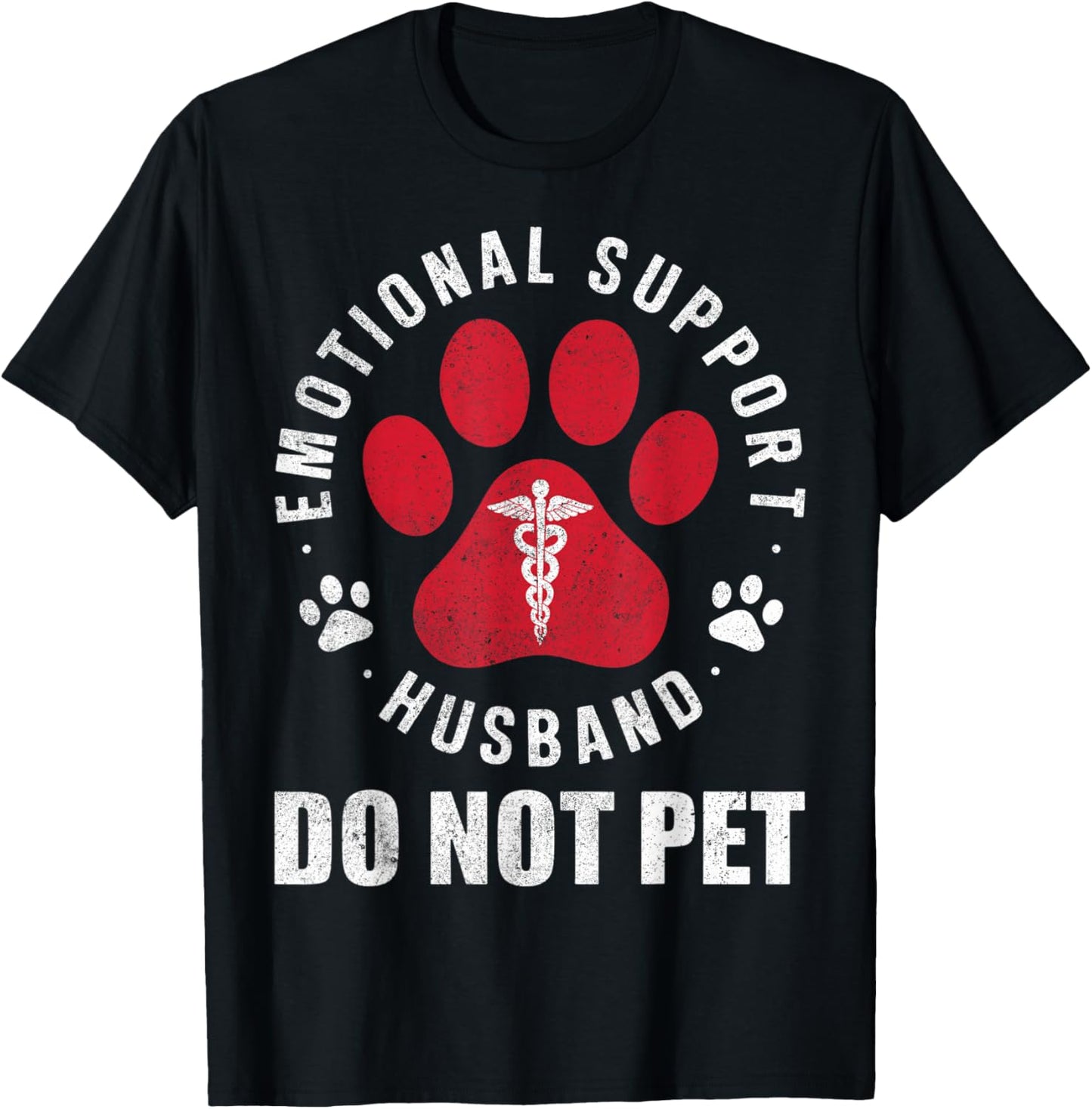 Emotional Support Husband Do Not Pet Funny Retro Vintage T-Shirt - T-Shirt | Black