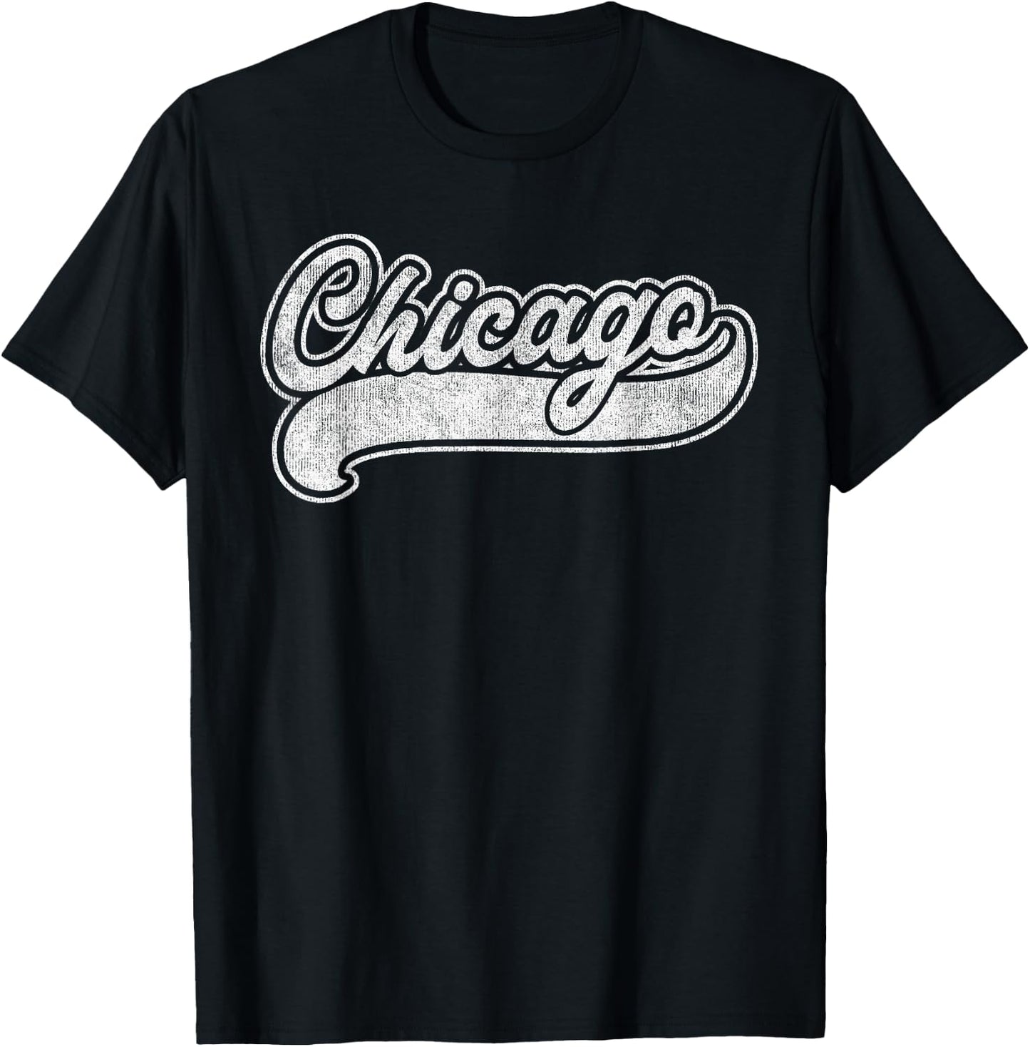 Chicago Illinois IL Shirt Retro Baseball Style Vintage Gift T-Shirt - T-Shirt | Black