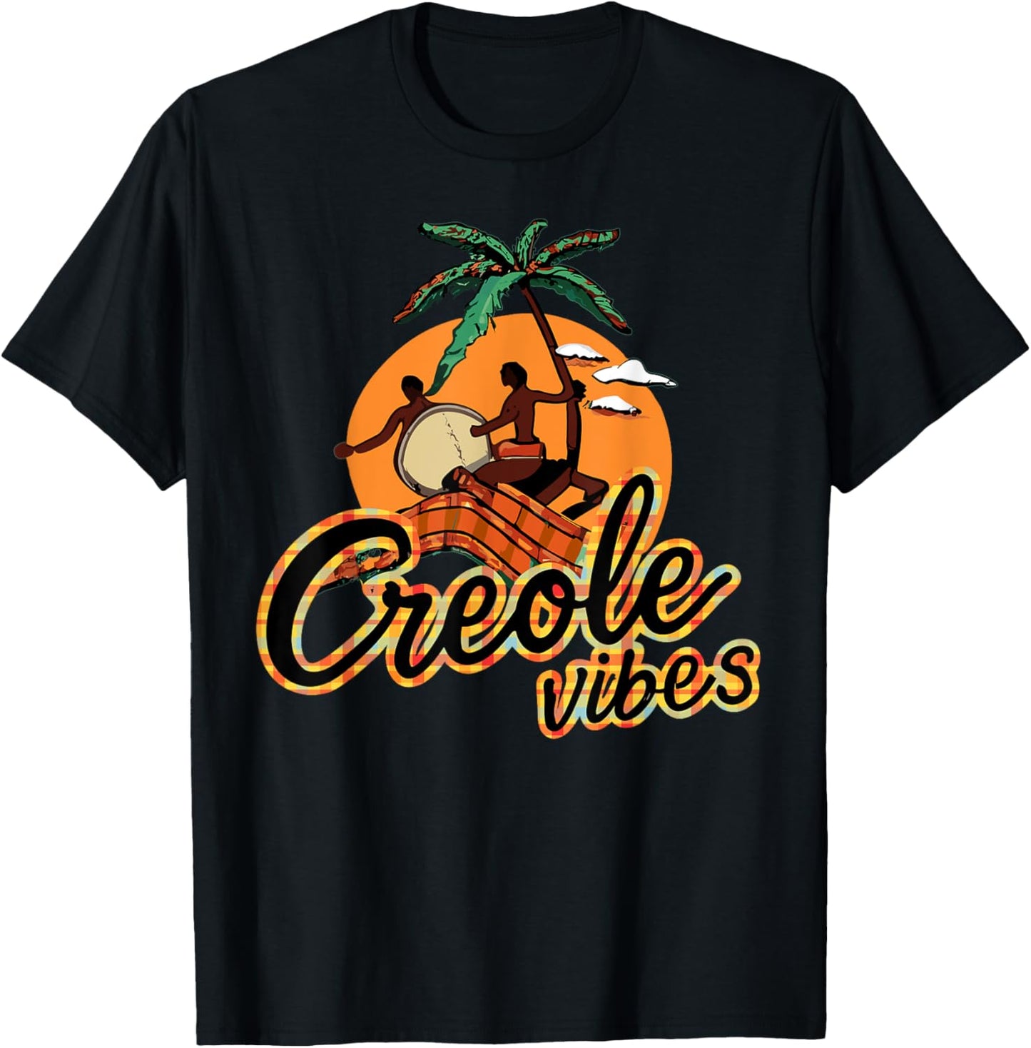Saint Lucia Creole Day, Jounen Kweyol Plaid Drums Women's T-Shirt - T-Shirt | Black