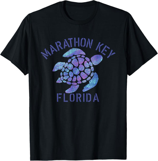 Marathon Key, FL Beach Design / Tribal Turtle Gift T-Shirt - T-Shirt | Black