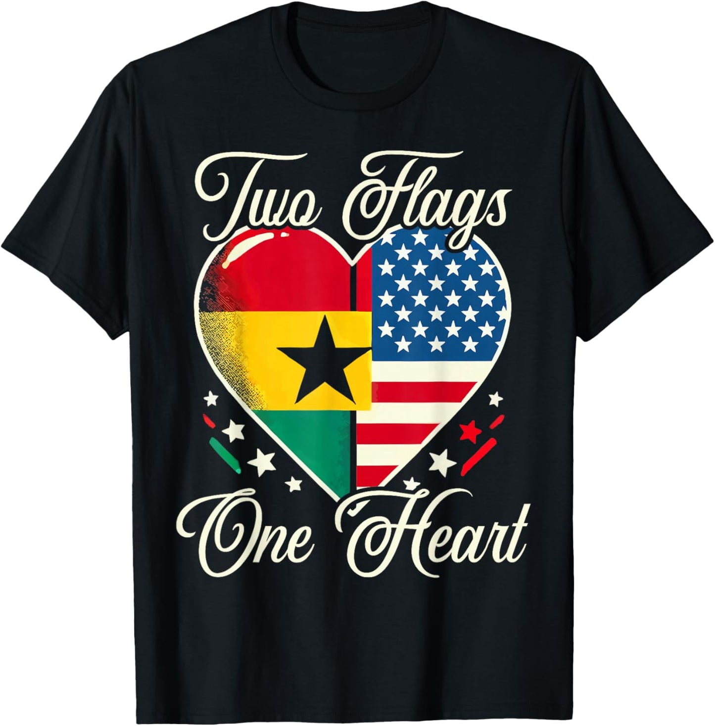 Half Ghanaian Half American USA Flag Ghana America T-Shirt - T-Shirt | Black
