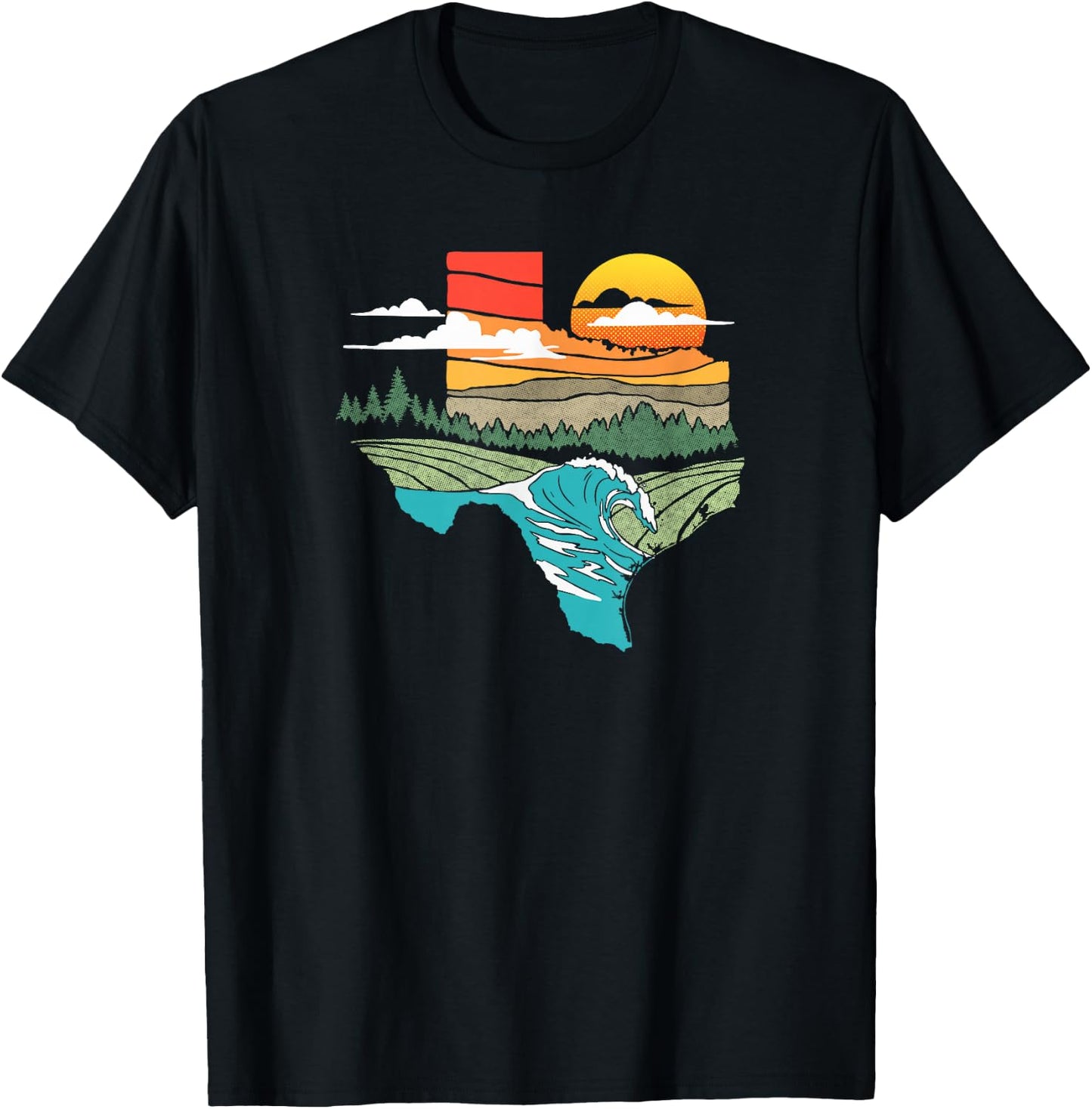 Texas Great Outdoors Nature Art Graphic T-Shirt - T-Shirt | Black