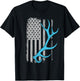 Elk Hunter - Vintage USA Flag Shed Antlers Men T-Shirt - T-Shirt | Black