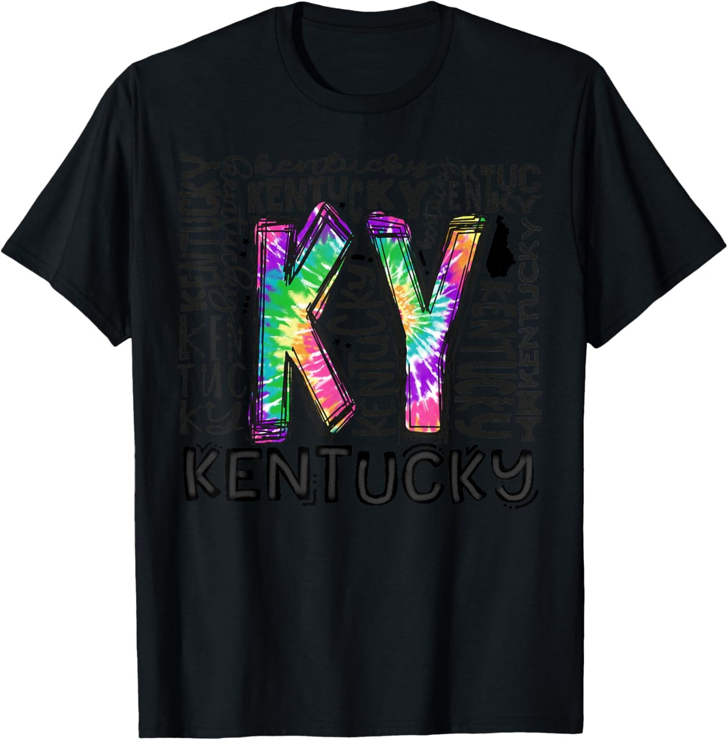 Cute Kentucky State Tie Dye Kentucky Typography Women Kid T-Shirt - T-Shirt | Black