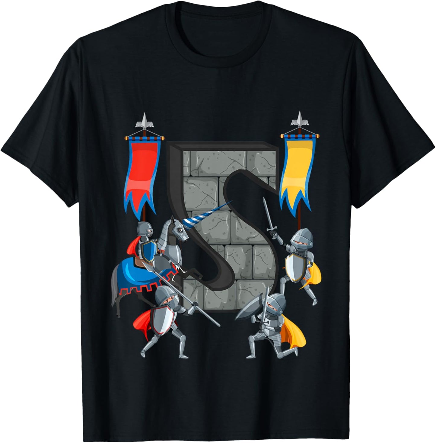 Medieval Knights Middle Ages History Castle 5th Birthday T-Shirt - T-Shirt | Black