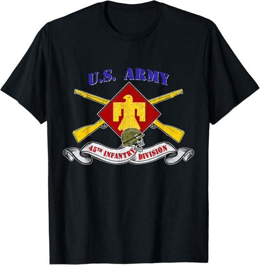 45th Infantry Division 45th ID Veteran Vintage Gifts T-Shirt - T-Shirt | Black