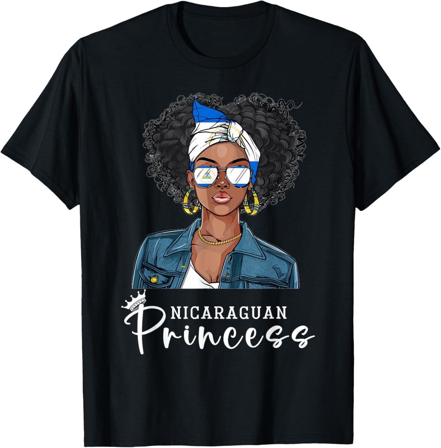 Nicaraguan Flag Souvenirs Woman Princess Girl Nicaragua T-Shirt - T-Shirt | Black
