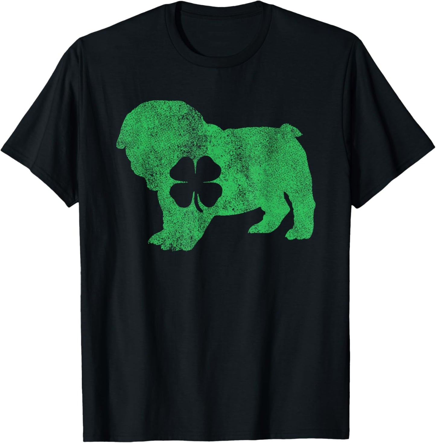 St. Patrick's Day Dog Bulldog Shamrock Men Women Gift T-Shirt - T-Shirt | Black