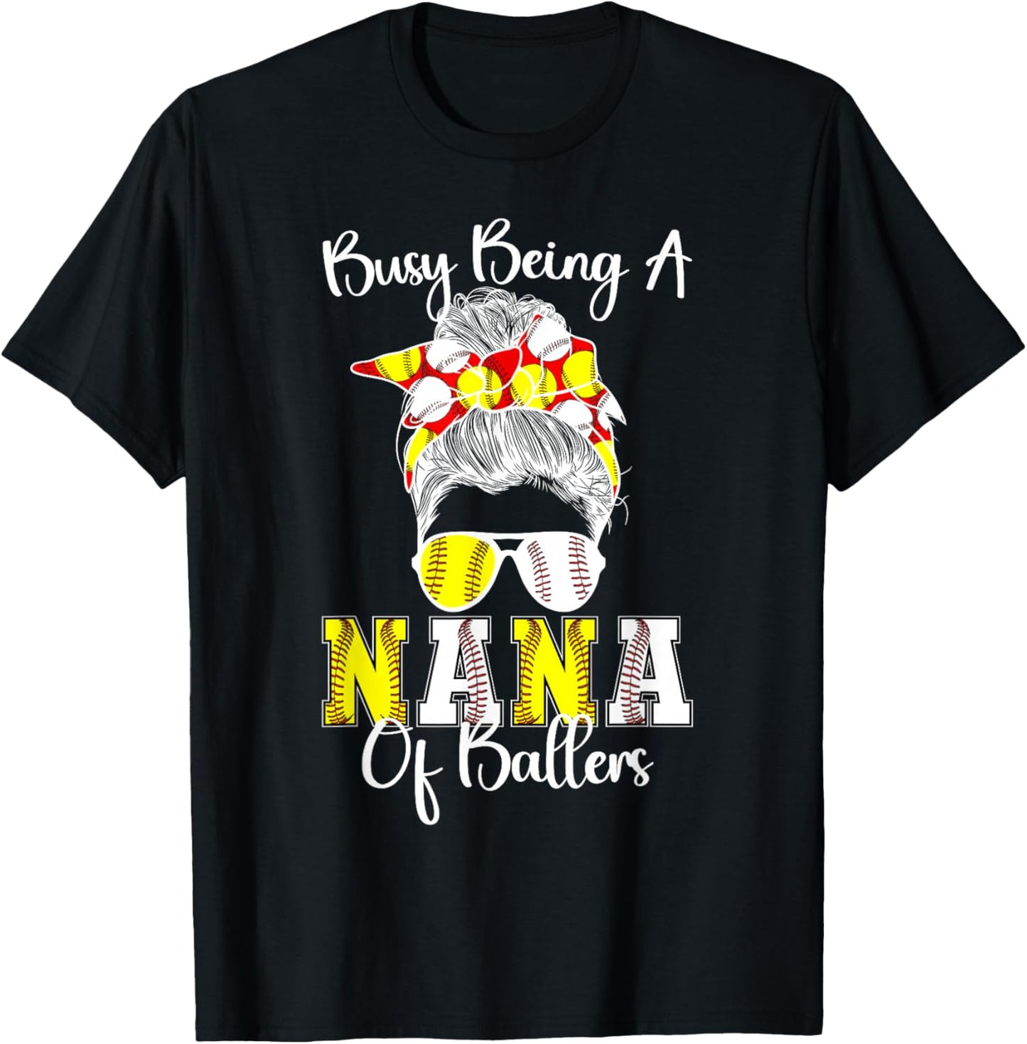 Softball Baseball Nana Of Ballers Baseball Softball Nana T-Shirt - T-Shirt | Black