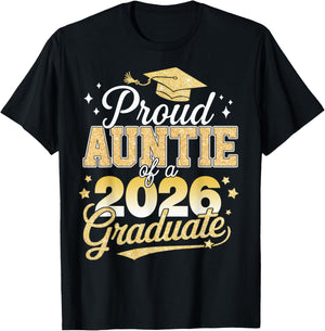 Proud Auntie Of A Class Of 2026 Graduate Senior 26 T-Shirt - T-Shirt | Black
