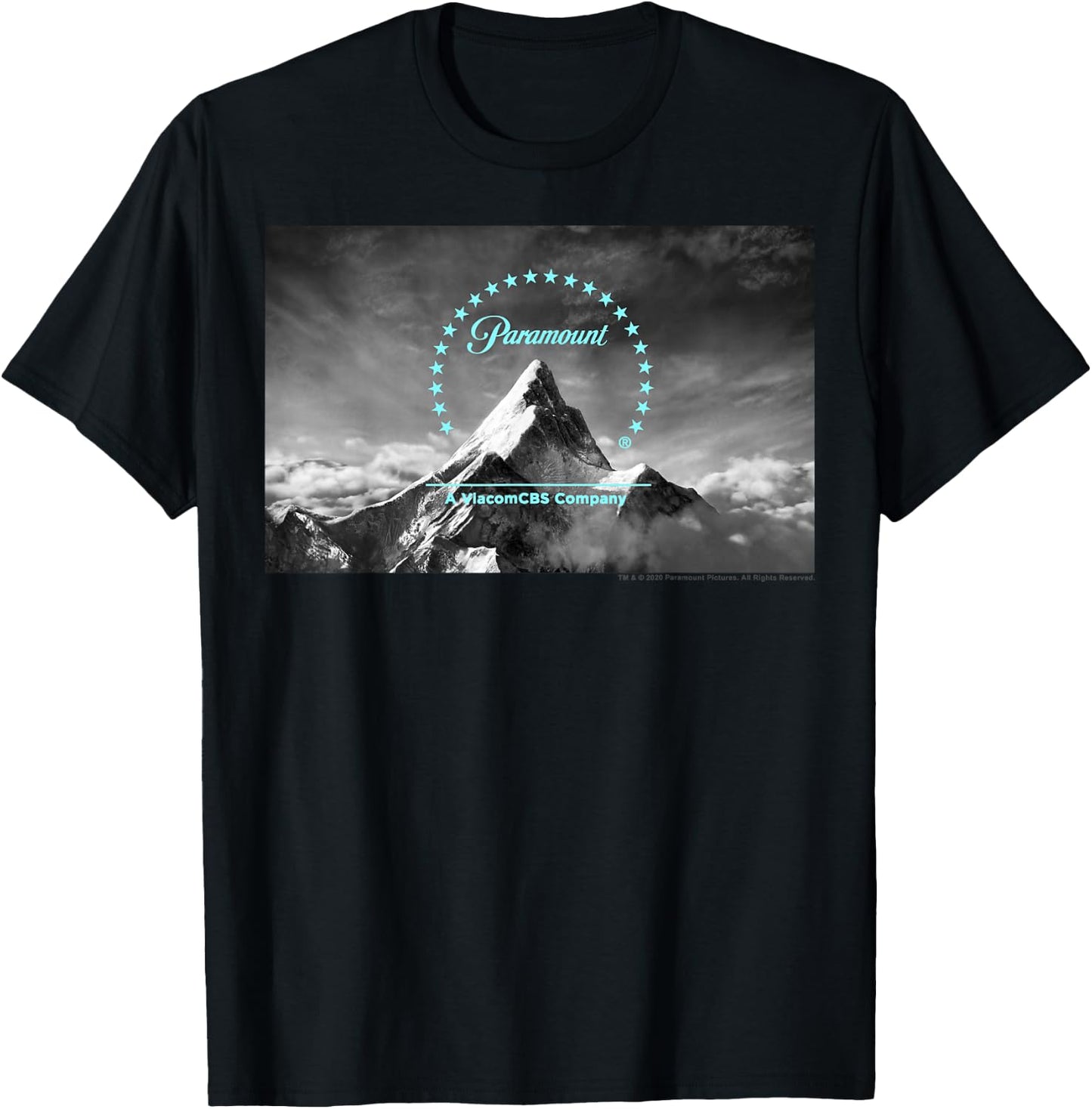 Paramount Neon Blue Logo Scenery T-Shirt - T-Shirt | Black