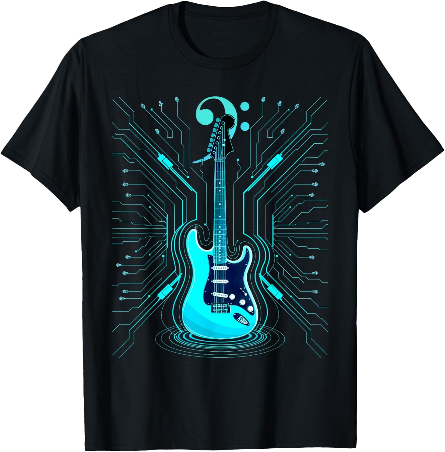 Bass with Clef for Bassists & Bass Player T-Shirt - T-Shirt | Black