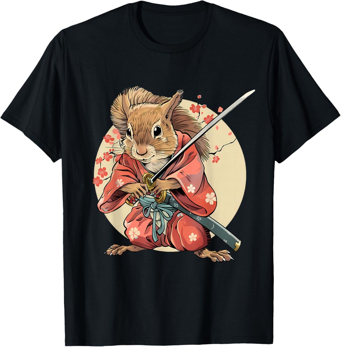 Japanese Warrior Samurai Squirrel Japanese Ninja Squirrel T-Shirt - T-Shirt | Black