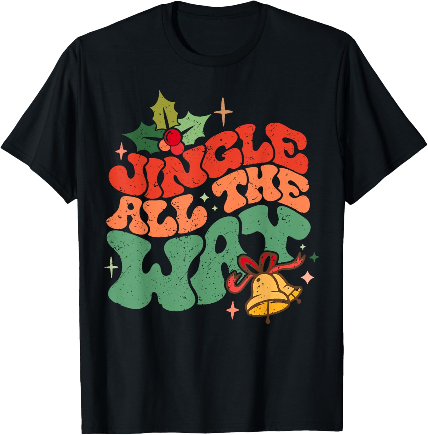 Jingle All The Way Groovy T-Shirt - T-Shirt | Black