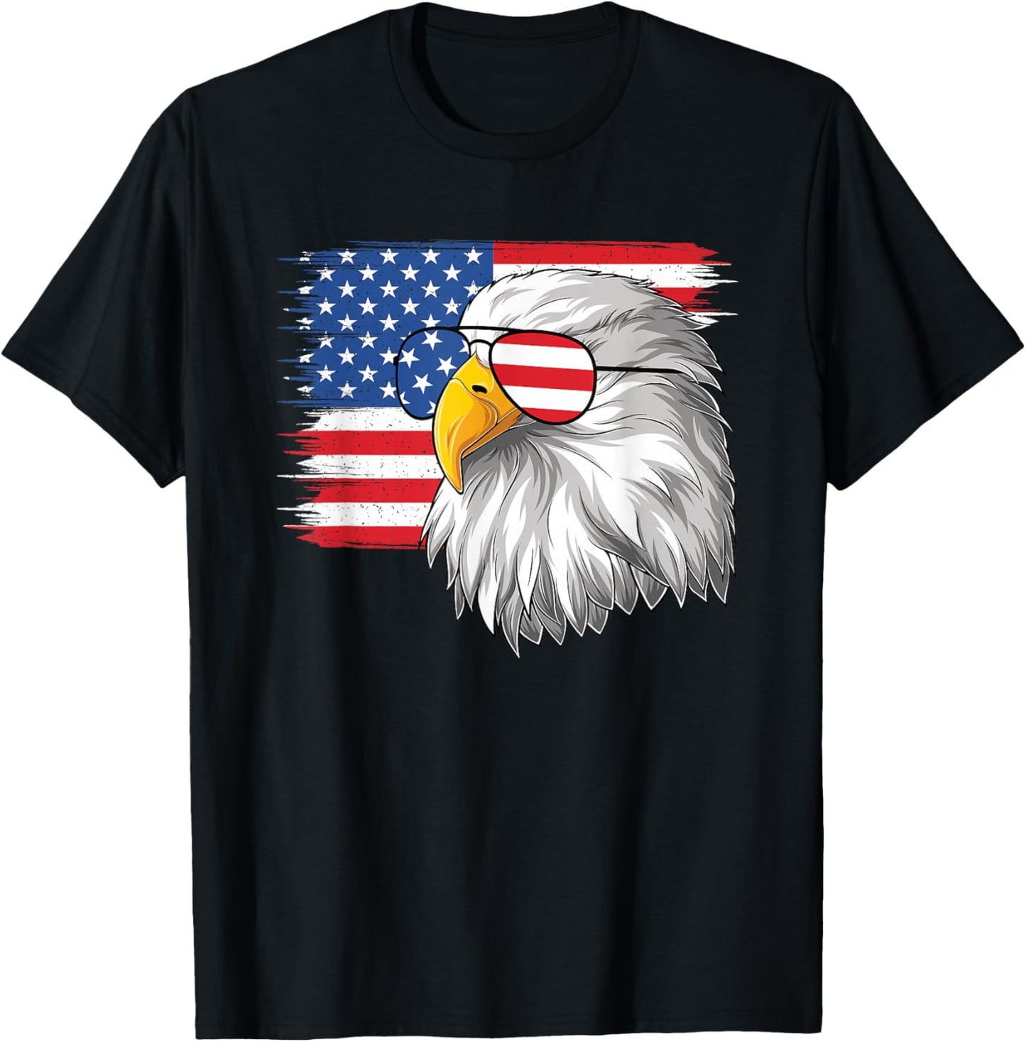 Funny 4th Of July American Flag Patriotic Eagle USA Men Boys T-Shirt - T-Shirt | Black