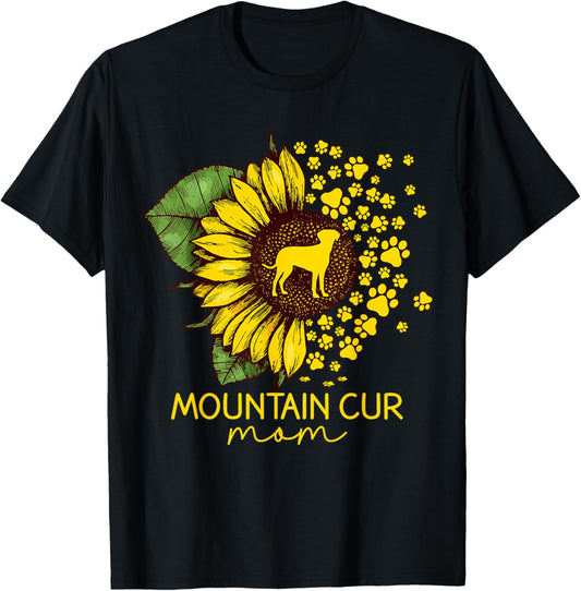 Sunflower Mountain Cur Mom Dog Lover T-Shirt - T-Shirt | Black