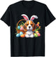 Beagle with Easter Bunny Ears and Colorful Easter Eggs T-Shirt - T-Shirt | Black