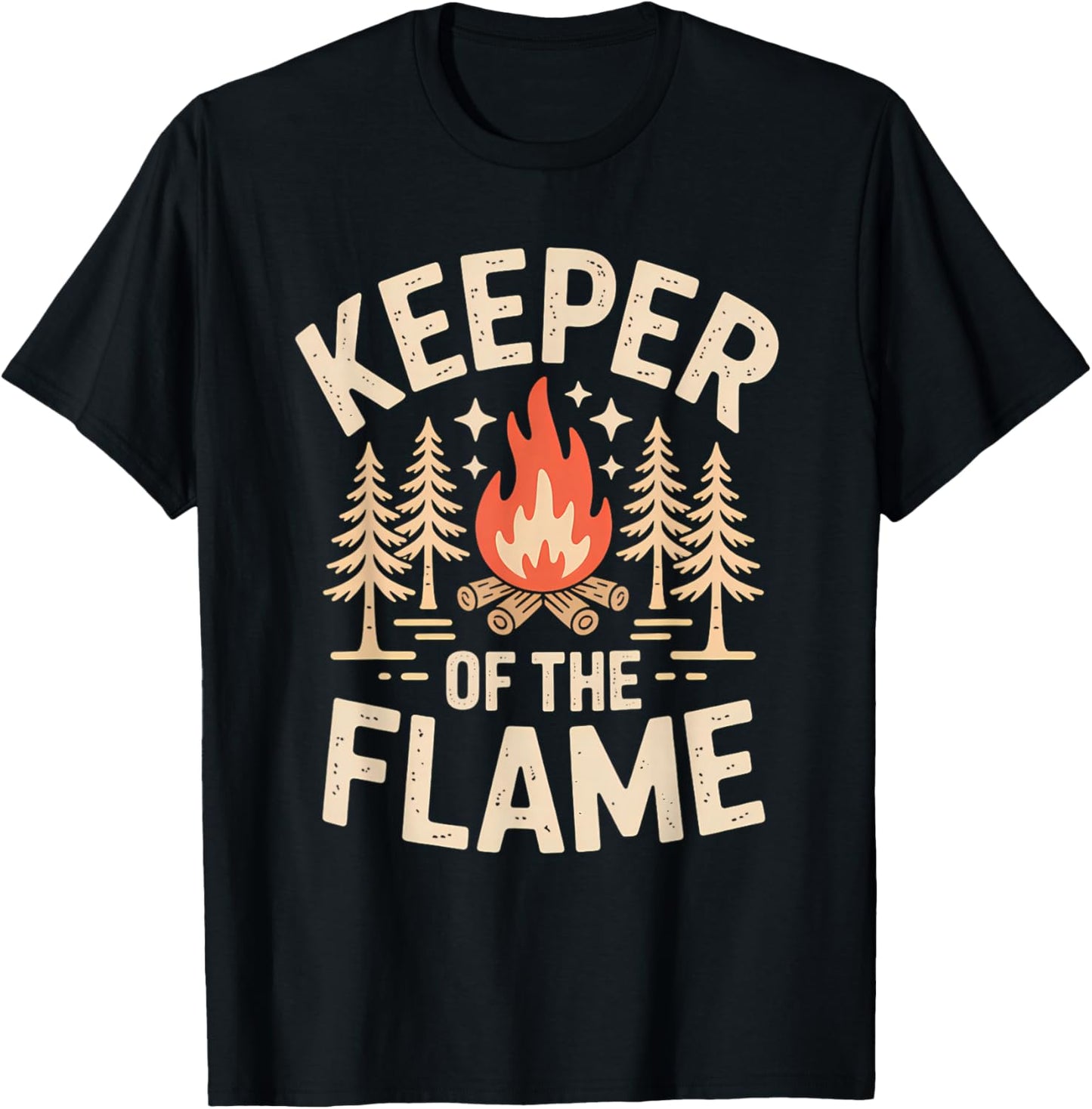 Keeper of The Flame Campfire Camping Outdoor Fire T-Shirt - T-Shirt | Black