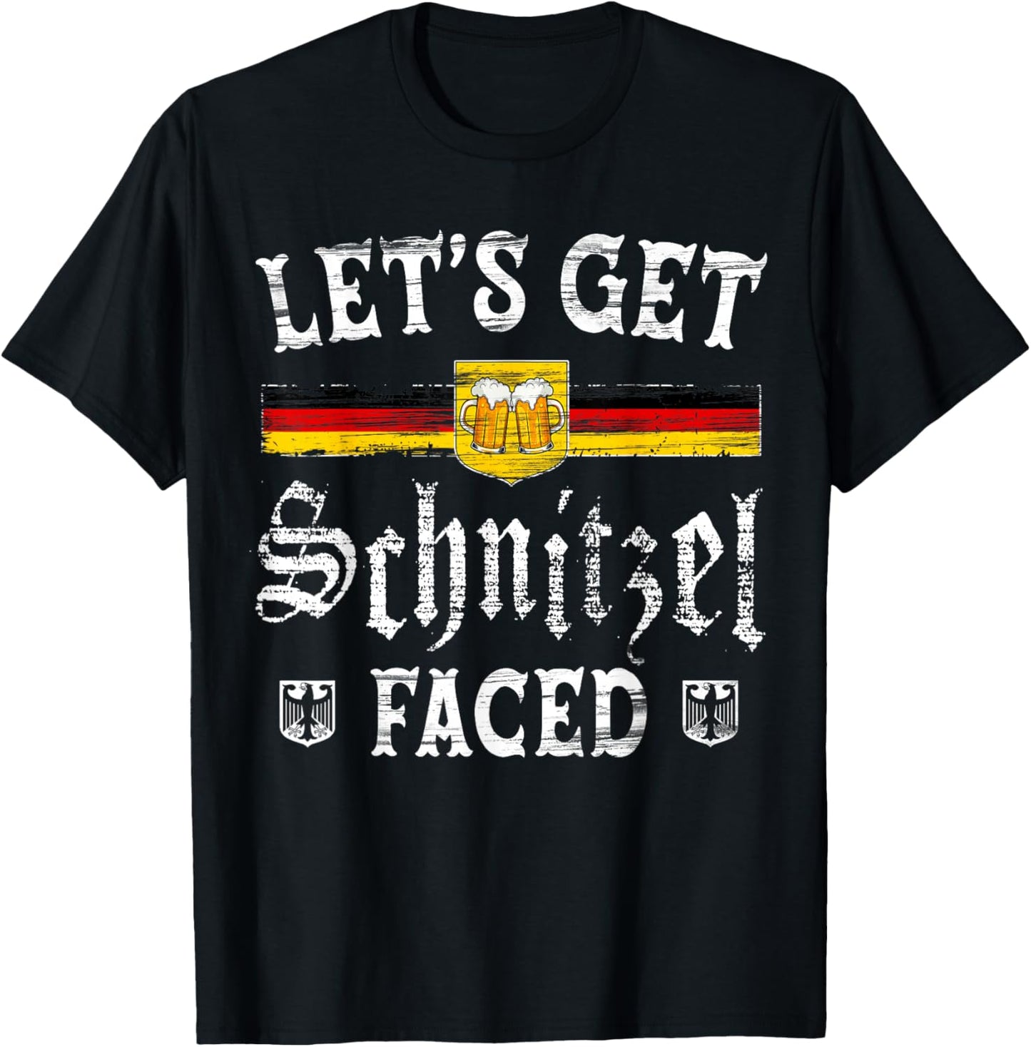 Lets Get Schnitzel Faced Funny Oktoberfest Men Women T-Shirt - T-Shirt | Black